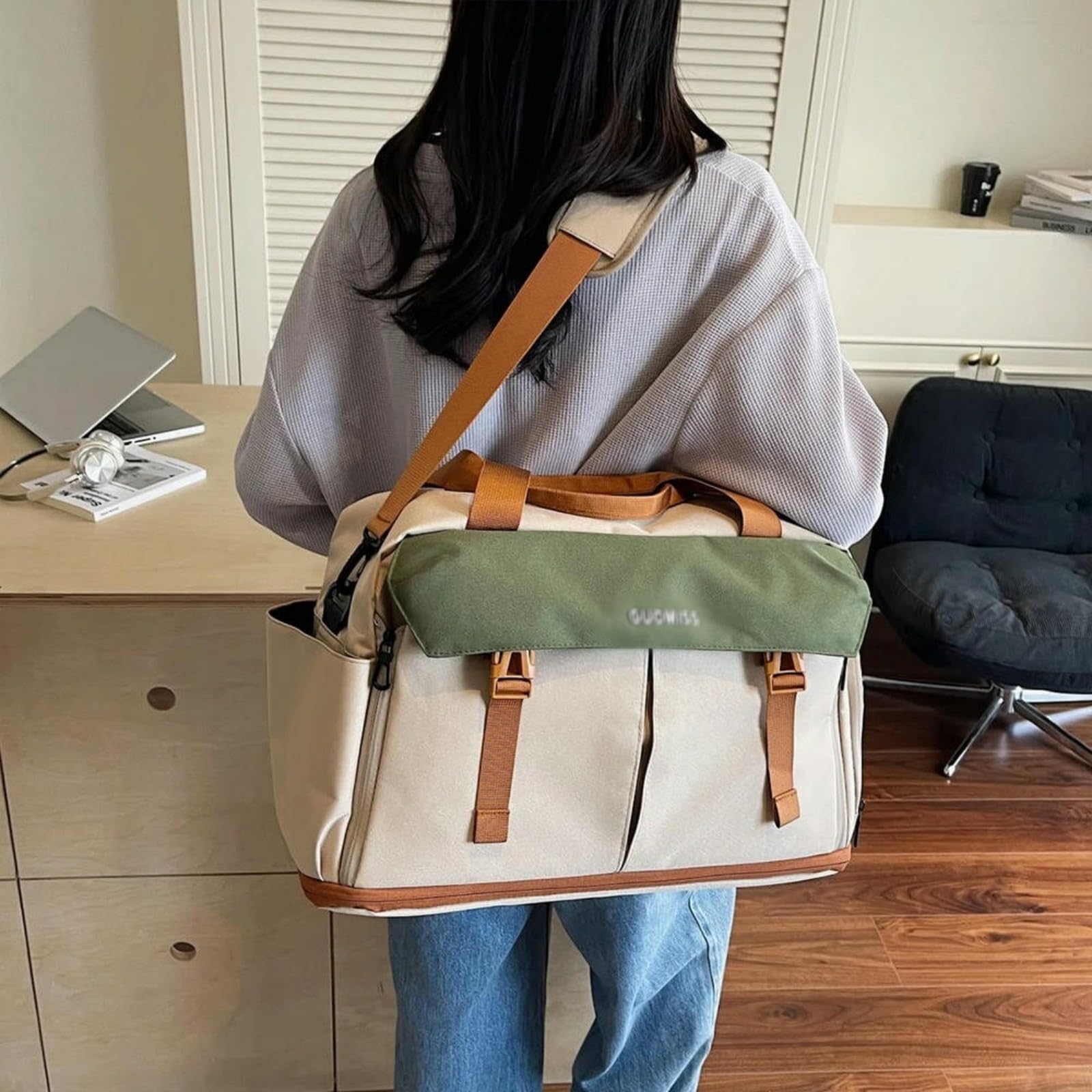 XXDML Borsone da viaggio con scomparto per scarpe, 36-55 l, espandibile per il fine settimana, separazione asciutta e bagnata, organizer per vestiti, borsa da trolley per bagagli, borsa da palestra