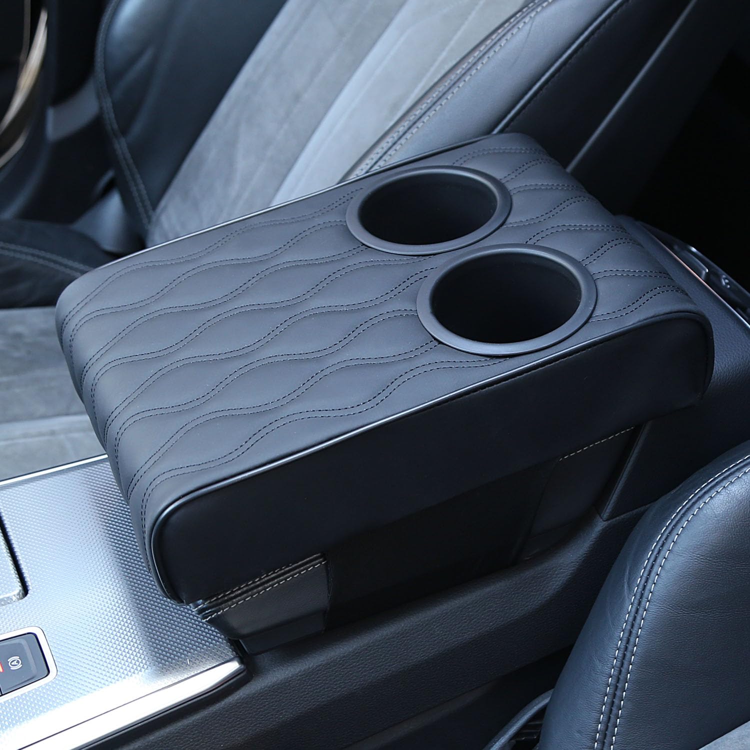 GEVINFA Car Arm Rest Cover – Upgraded Thickened Cushion With Cup Holder (Universal Fit) - View #2