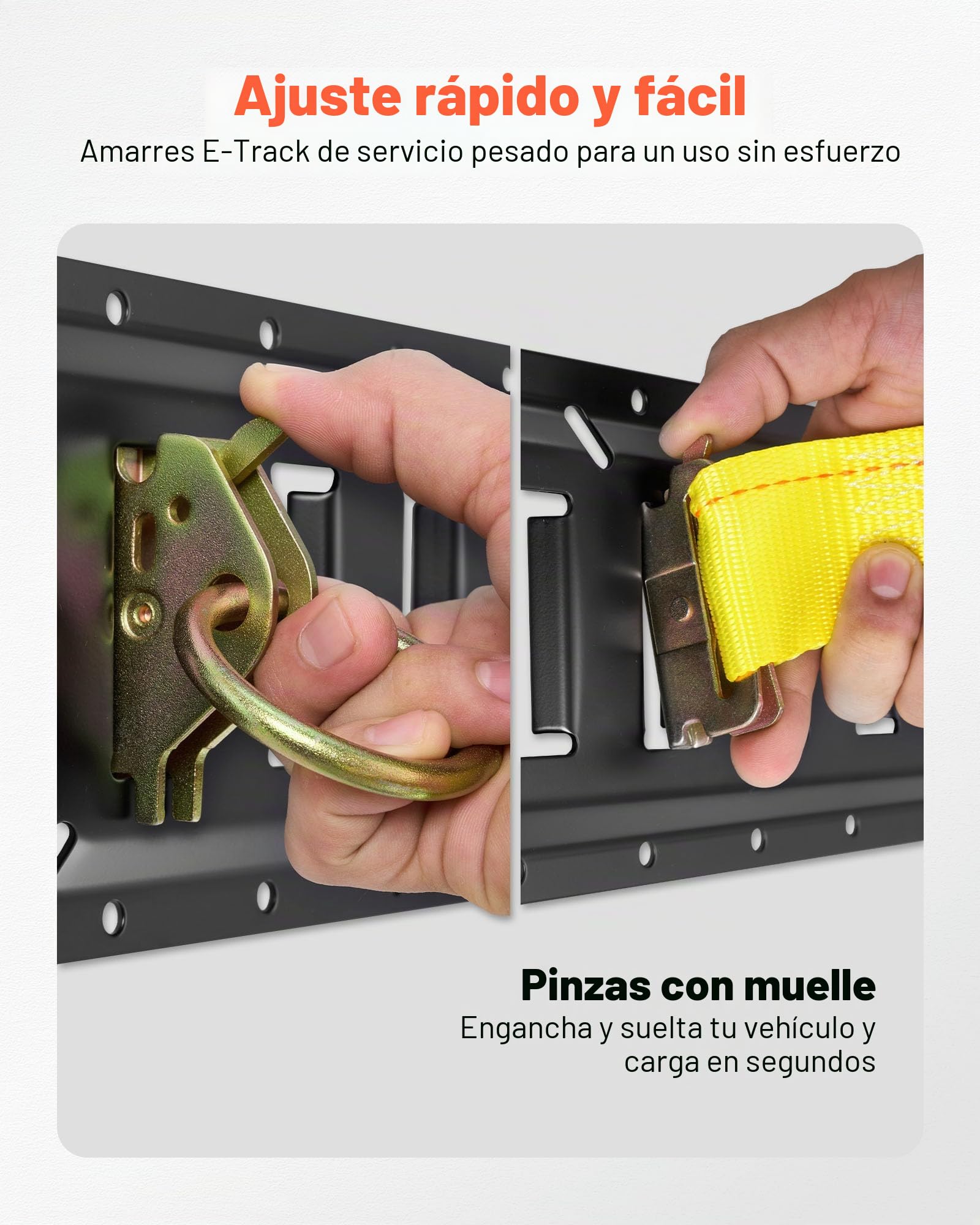 VEVOR Kit de 4 Rieles de Amarre E-Track de 0,6 m, con 2 Correas de Trinquete, 4 Juntas Tóricas, 4 Correas de Amarre con Anilla en D, 2 Ranuras Individuales y 8 Tapas de Extremo, para Garajes