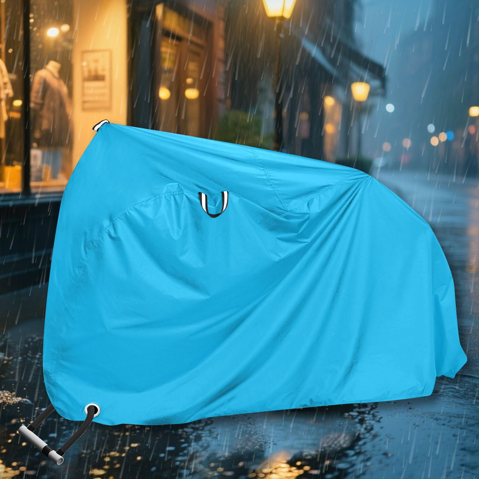 Housse de vélo imperméable avec trous de verrouillage - Résistante aux UV - Pour intérieur et extérieur - Convient à la plupart des cobertor para motocicleta - Bleu ciel foncé