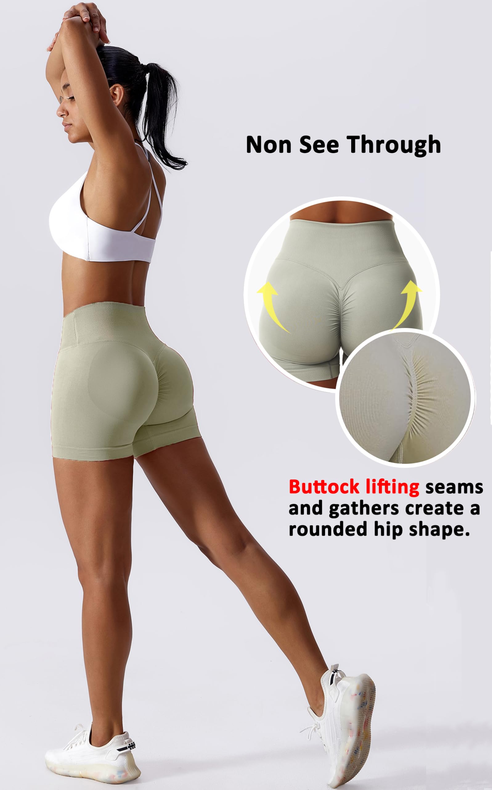Coswind Pantaloncini Palestra Donna Sportivi Shorts Leggins Push Up Fitness Corti Modellanti a Vita Alta Yoga