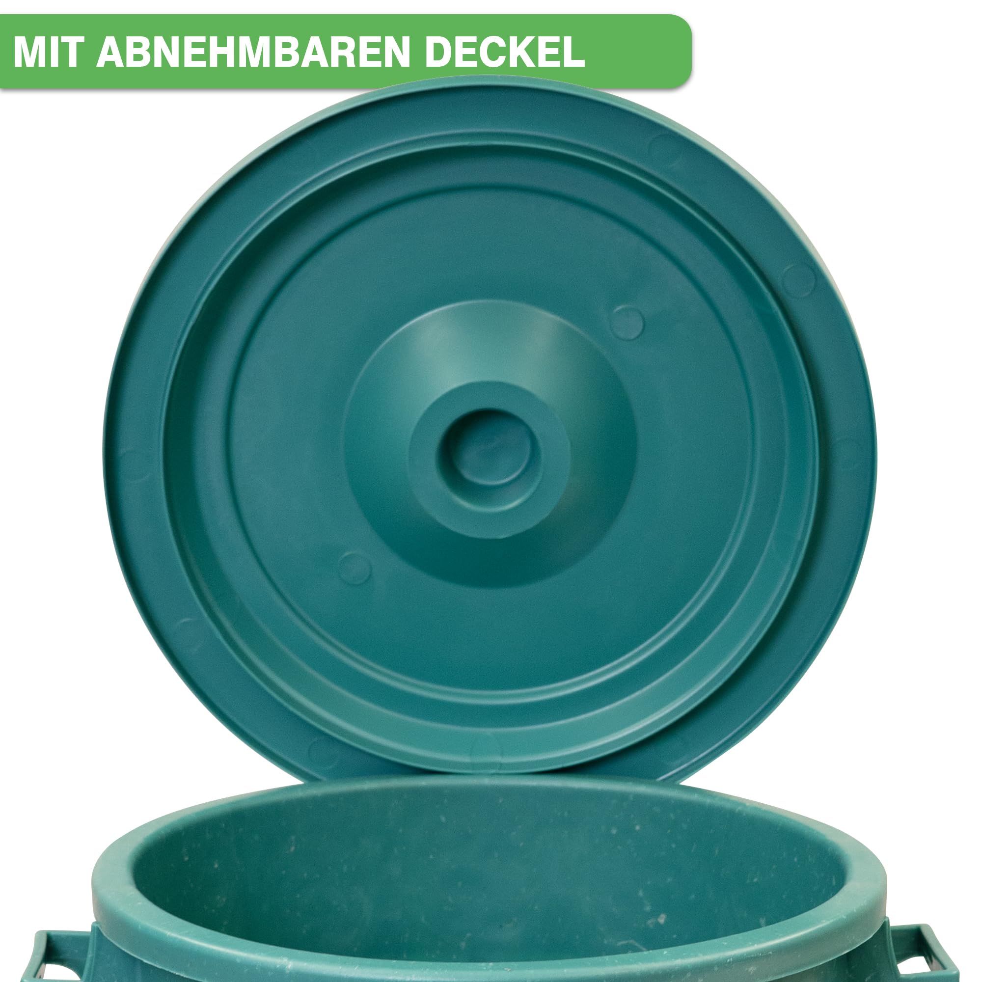 YourCasa Mülltonne 70L - Mülleimer mit Deckel verschließbar - Tonne mit Tragegriffen für Garten - Regentonne klein - Wassertonne Abfalltonne (Grün, 70 Liter)
