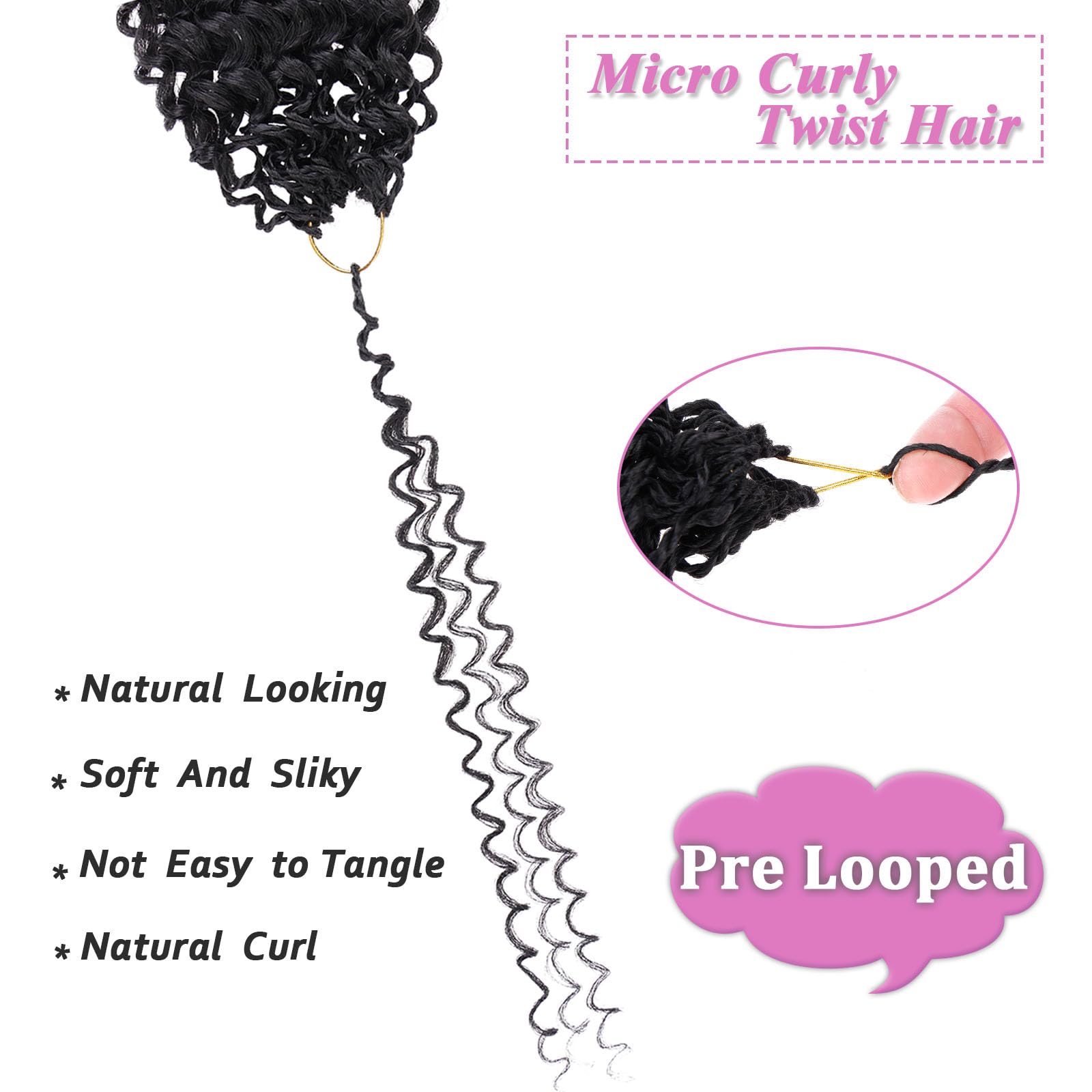 Samtress 8 Packs Micro Kinky Curly Crochet Hair 12 Inch Omber Pre Looped Micro Curly Twist Crochet Hair Synthetic for Black Women (#1B3027) - Image 4