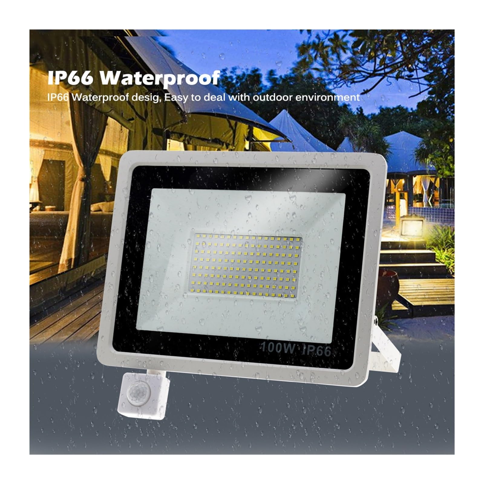 Reflektory LED na zewnątrz, Reflektor LED PIR Czujnik Ruchu Reflektor LED Światło Halogenowe Wodoodporny IP66 Reflektor Ścienny Oświetlenie Zewnętrzne Biały Ciepły Biały na podwórko, parking, patio, p