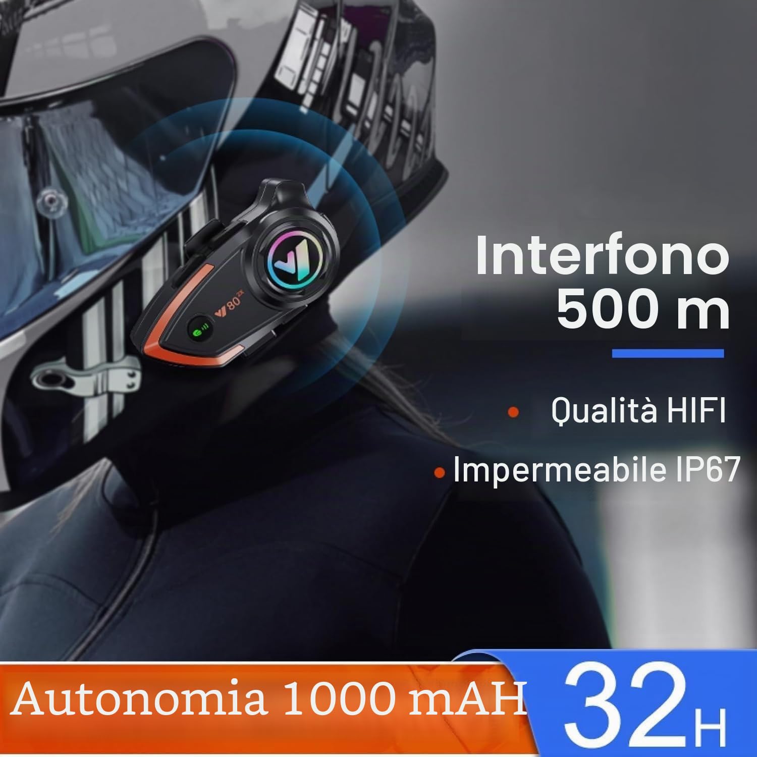 Intercom Cuffie Bluetooth 500 m 2 Ride Cuffie Bluetooth Citofono Cuffie con CVC Rumore qualità audio Altoparlante sistema di comunicazione Moto/Motoslitta/Bicicletta/Sport Y80