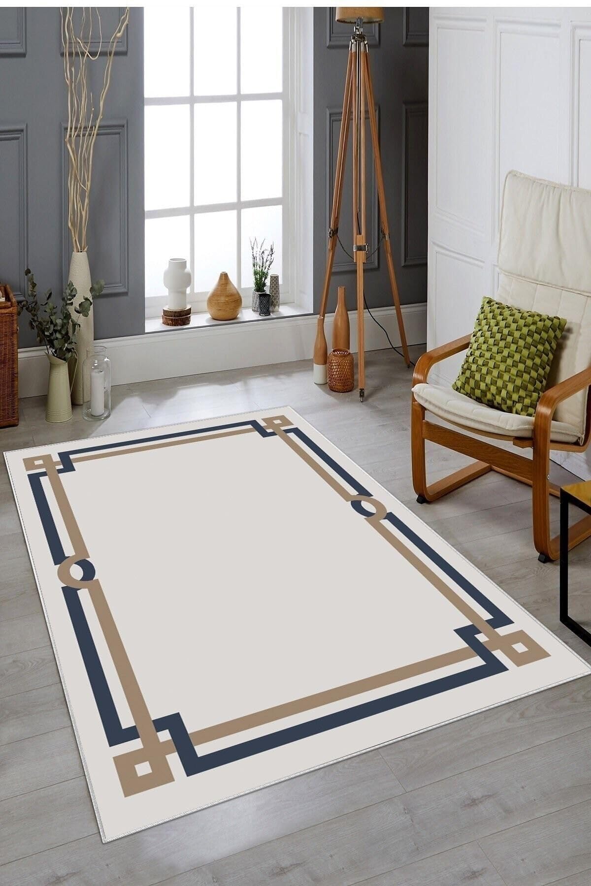 Pelangi Bej Dikme Detaylı Yıkanabilir Kaymaz Taban Leke Tutmaz Modern Salon Halısı Ve Yolluk, Açık Gri 180 x 280, 135808718028005