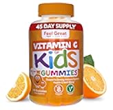 Kids Vitamin C Gummies Chewable for Immune Defense | Plant-Based, Gluten Free | Vegan | 250 mg per Serving | 90 Gummies | Vitamins for Kids by Feel Great Vitamin Co.