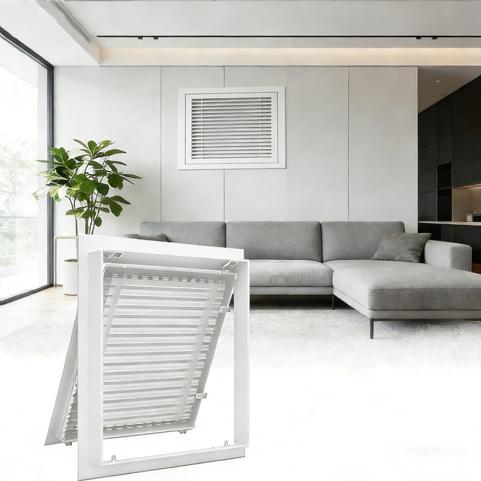 Lüftungsgitter, 18 x 32 Zoll, Rückluftfiltergitter für Klimaanlagen – Weiße Lamellenabdeckung für Trockenbauwände – Ideal für Hotels, Decken-, Wand- und Kanalöffnungen – Robuste Zugangsklapp