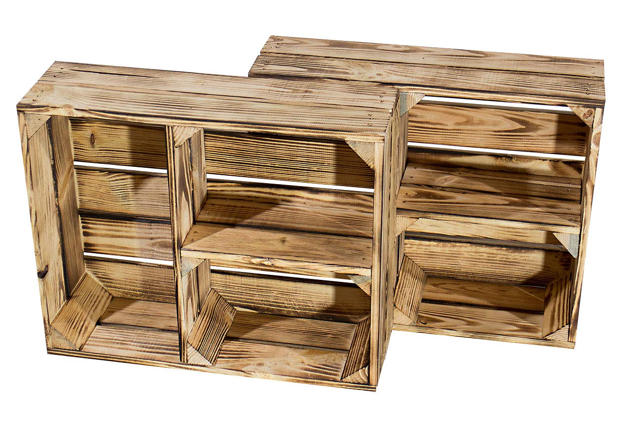Holzkisten geflammt | 3 Fächer für unterschiedlich große Dinge| NEU | 50x40x15 cm | von Bücherregal zu Deko bis Küchenschrank (3)