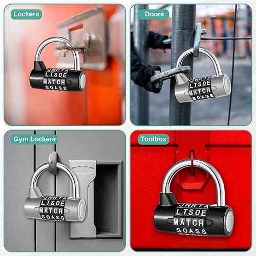 Miniatura 7 de Shimeyao Cerradura de combinación de 5 letras de metal, cerradura de 5 dígitos, cerradura de 5 dígitos, resistente para gimnasio, sin llave, candado