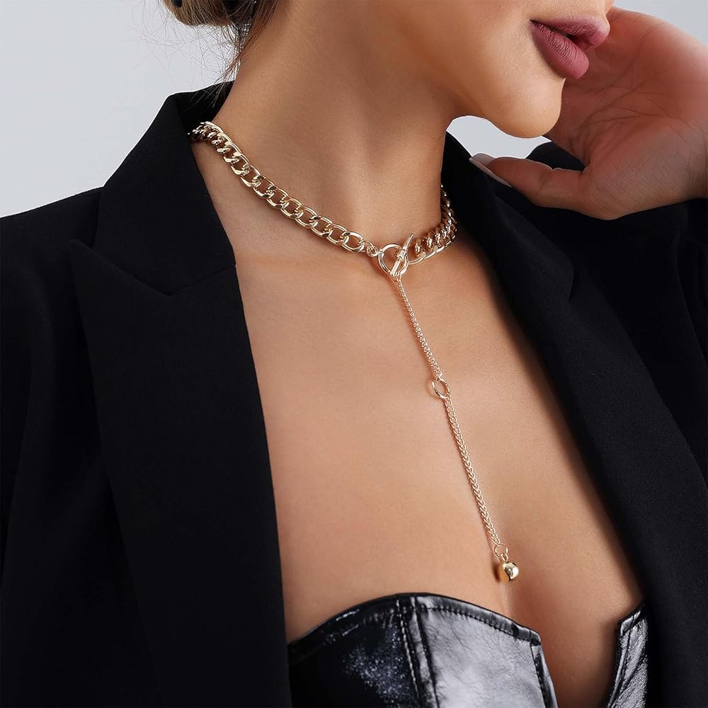 Amazon.com: Iaceble Punk Chunky Toggle Choker Necklece Gold