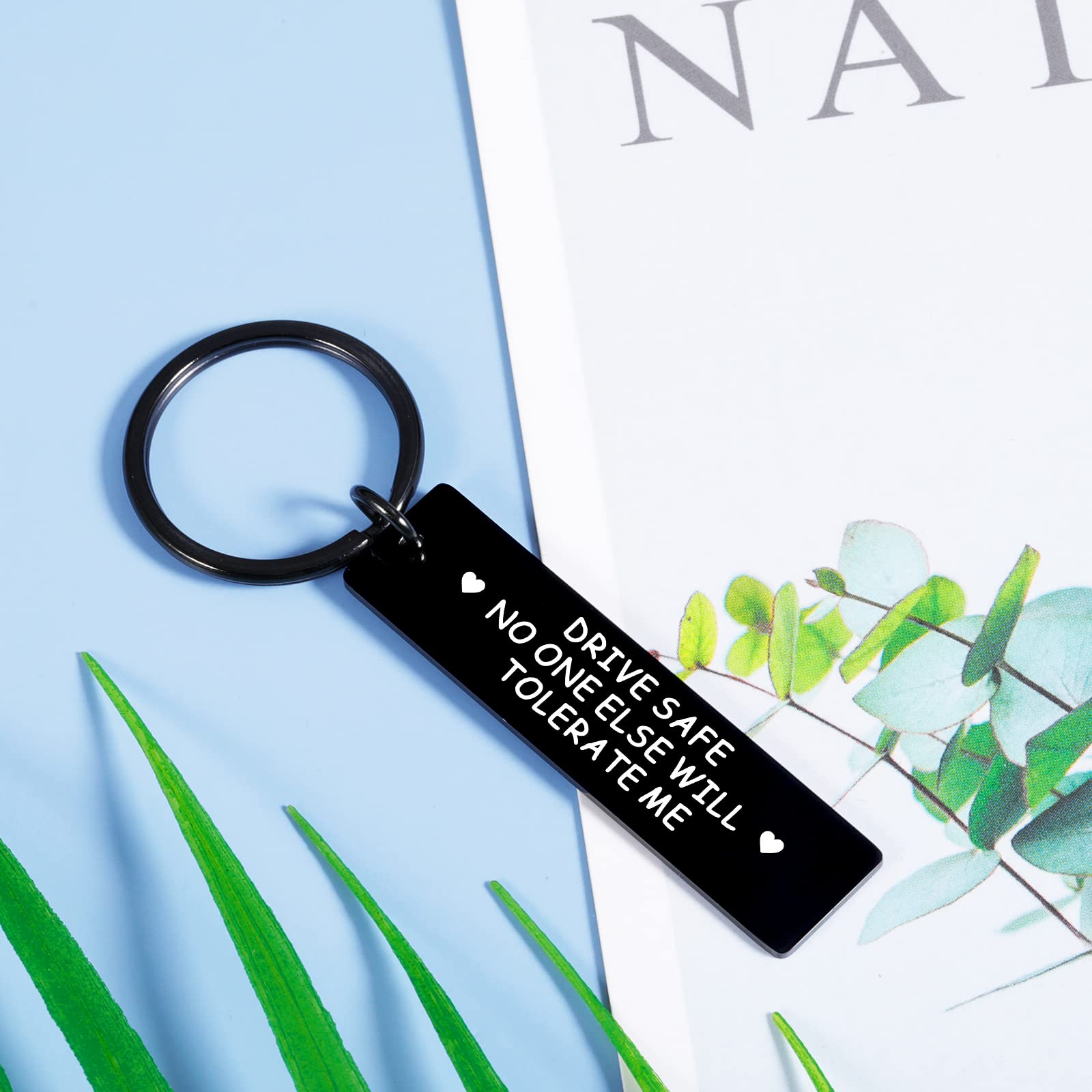 GGOJAGST Drive Safe Keychain for Boyfriend Birthday Gifts for Boyfriend from Girlfriend Birthday Anniversary Engagement for Husband from Wife Wedding Anniversary Present for Men