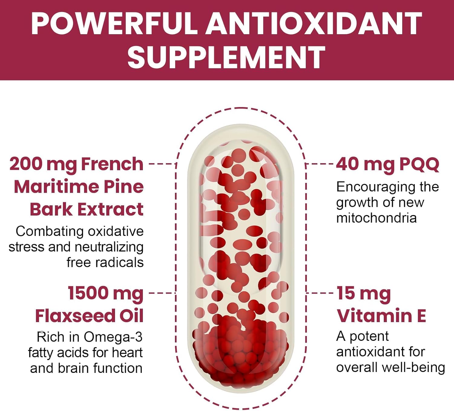 200 mg Pycnogeno with PQQ, Premium French Maritime Pine Bark Extract, Unique Dual-Delivery for Maximum Absorption, Pine Bark Extract for Vascular & Heart & Joint Function - 60 Vegan Softgels - Image 3