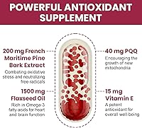 Vista 3 de Pycnogeno de 200 mg con PQQ, extracto de corteza de pino marítimo francés de primera calidad, doble entrega única para máxima absorción, extracto