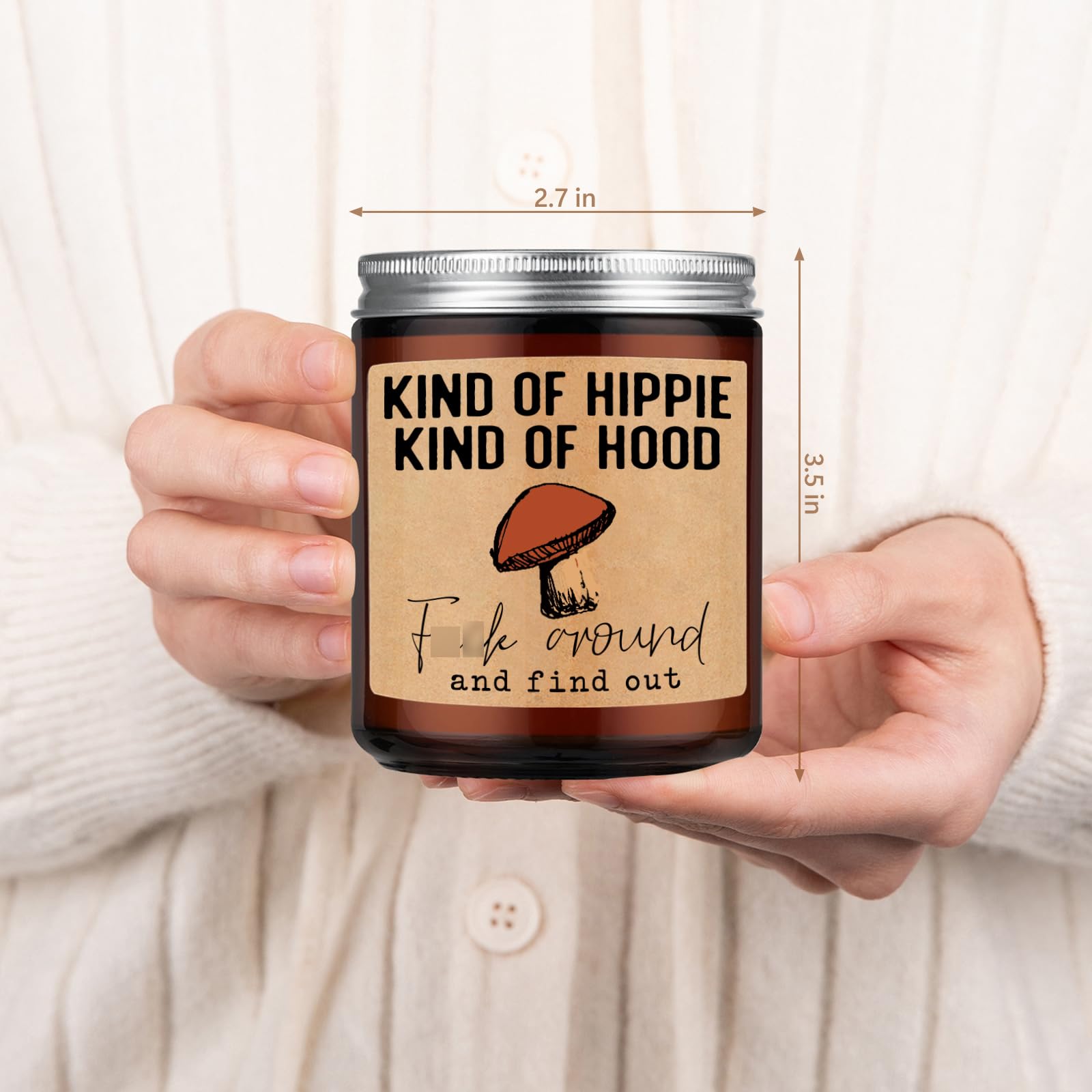 LEADO Kind of Hippie Kind of Hood Scented Candles, Hippie Room Decor - Boho Gifts for Women, Men - Funny Fathers Day, Birthday, Hippy Gifts for Mom, Women, Friend, Bestie, BFF, Her, Boho Stuff