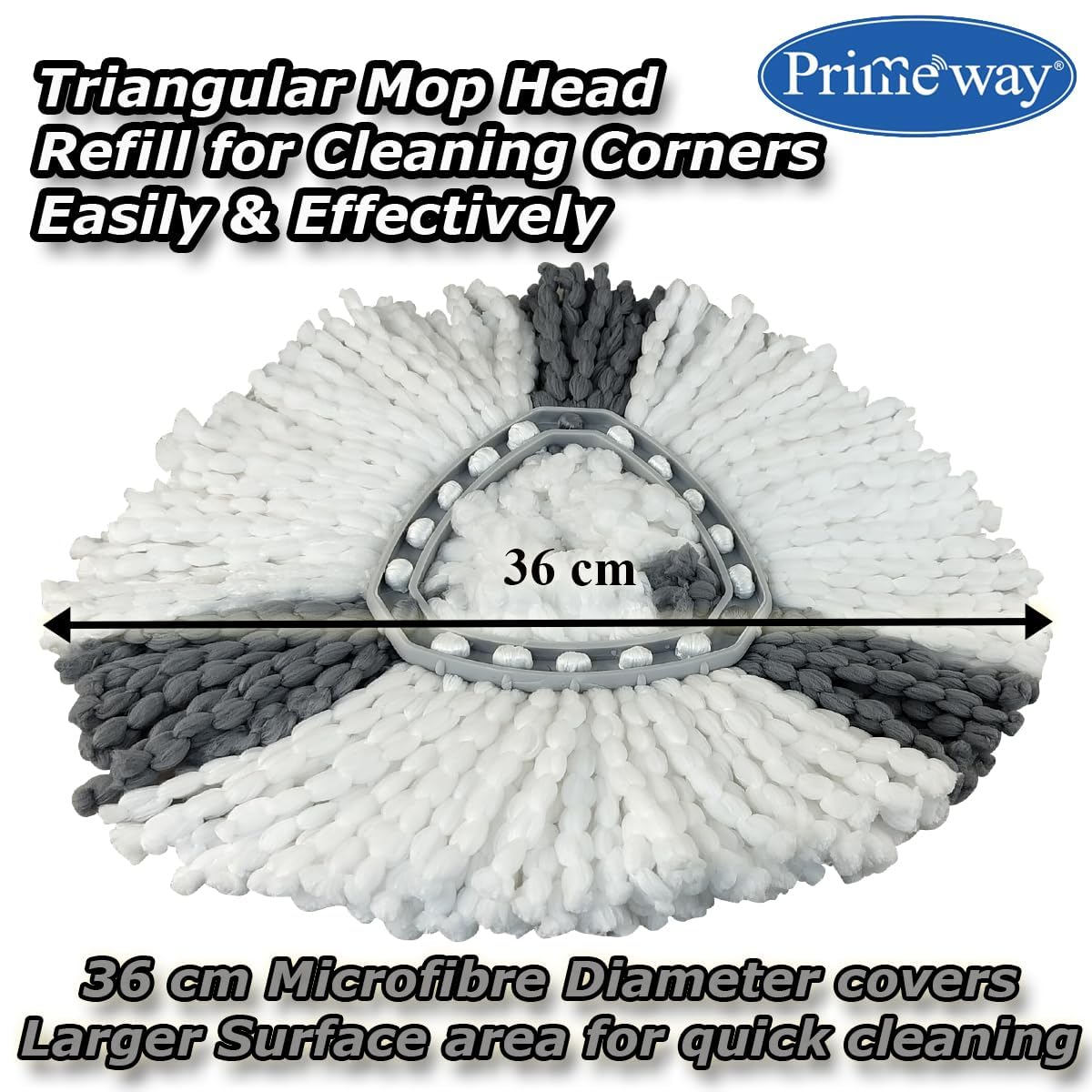 Primeway® SS Twin Bucket Rotating Spin Mop with 2 Microfiber Refills | Floor Cleaning Stick | Mopping with Clean and Dirty Water separatation | 6 LTR | Grey (Advanced_Triangular_SS_Hydraulic) 1