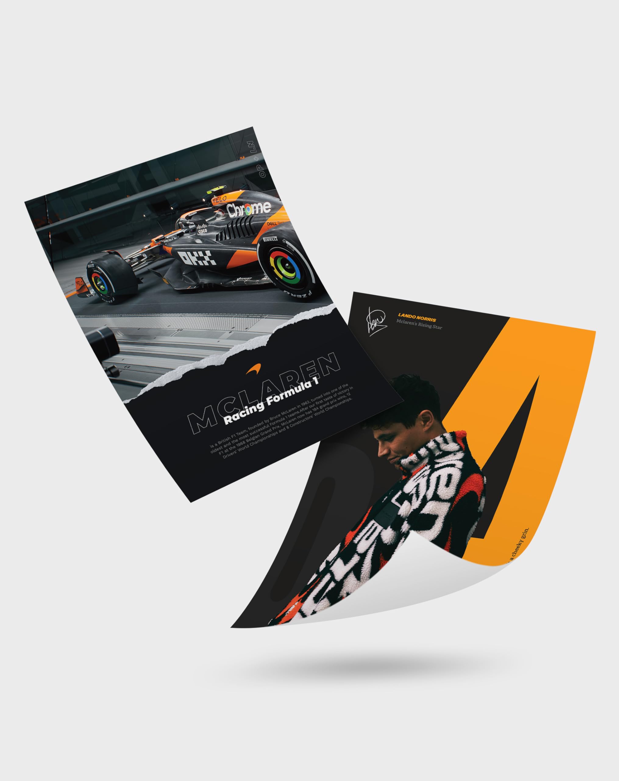 PodiumPe McLaren Formula 1 Posters Set of 2 | Lando Norris + McLaren Racing F1 | A3 | Unframed 1
