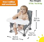 Bright Starts Pop 'N Sit Siège d'appoint portable, utilisation intérieure/extérieure, siège de sol avec plateau de repas, gris, 6 mois - 3 ans