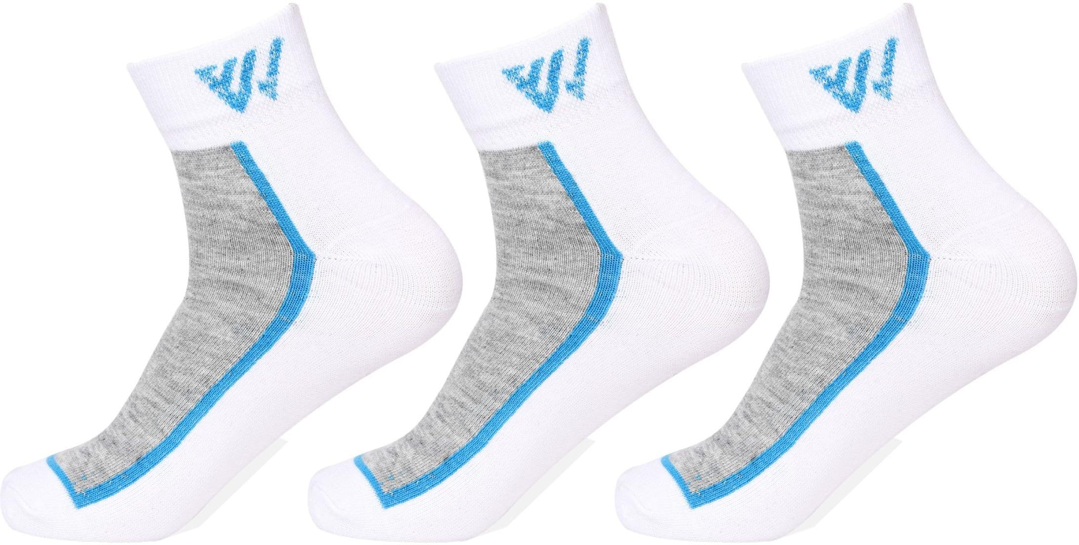 Unisex Polycotton Ankle Length Socks Pair for Running Sports & Gym, Odour Free | Breathable Ultra Soft & Comfortable Socks with Elegant Design (Set of_ 3 Pair Socks)(White::White::White)