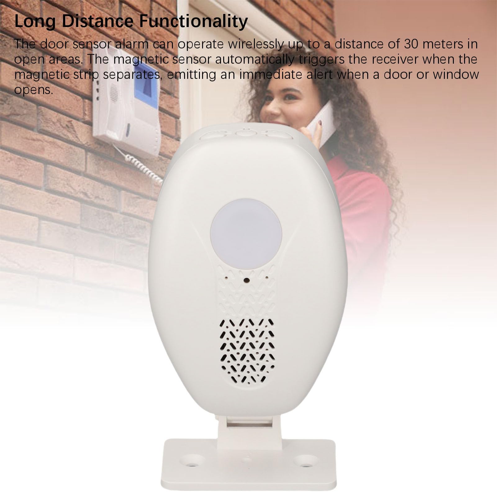 Allarme sensore porta wireless Induzione magnetica a lungo raggio 98,4FT 80dB Avviso forte per la sicurezza del negozio domestico ABS 92x63x34mm