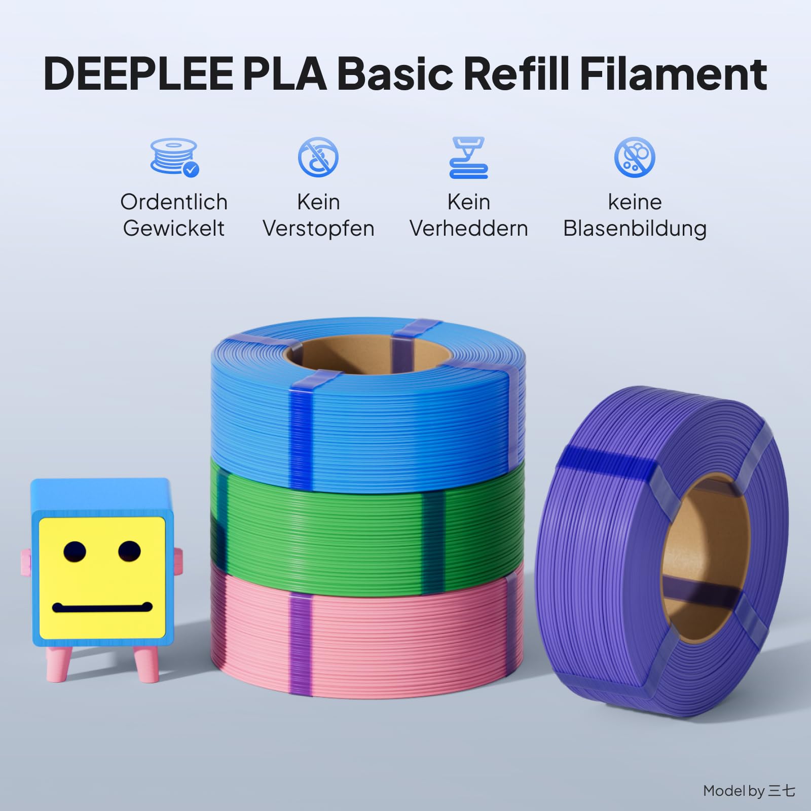 DEEPLEE PLA BASIC filament uzupełniający, 1,75 mm, bez szpuli, kompatybilny z większością szpulek wielokrotnego użytku, czarno-biało-czerwony i zielony trawiasty, zestaw 4 kg