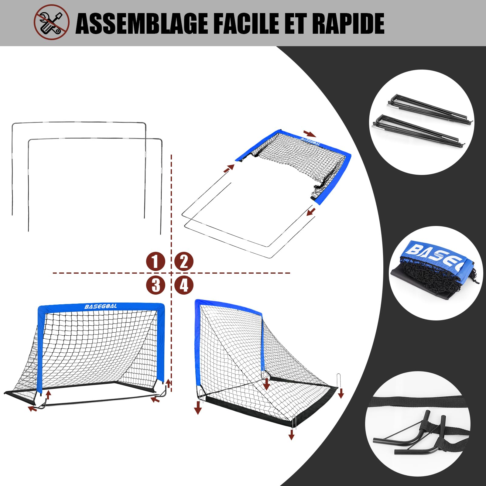 Cage de Foot Exterieur avec Cible Suspendue et Sac de Transport pour Jardin