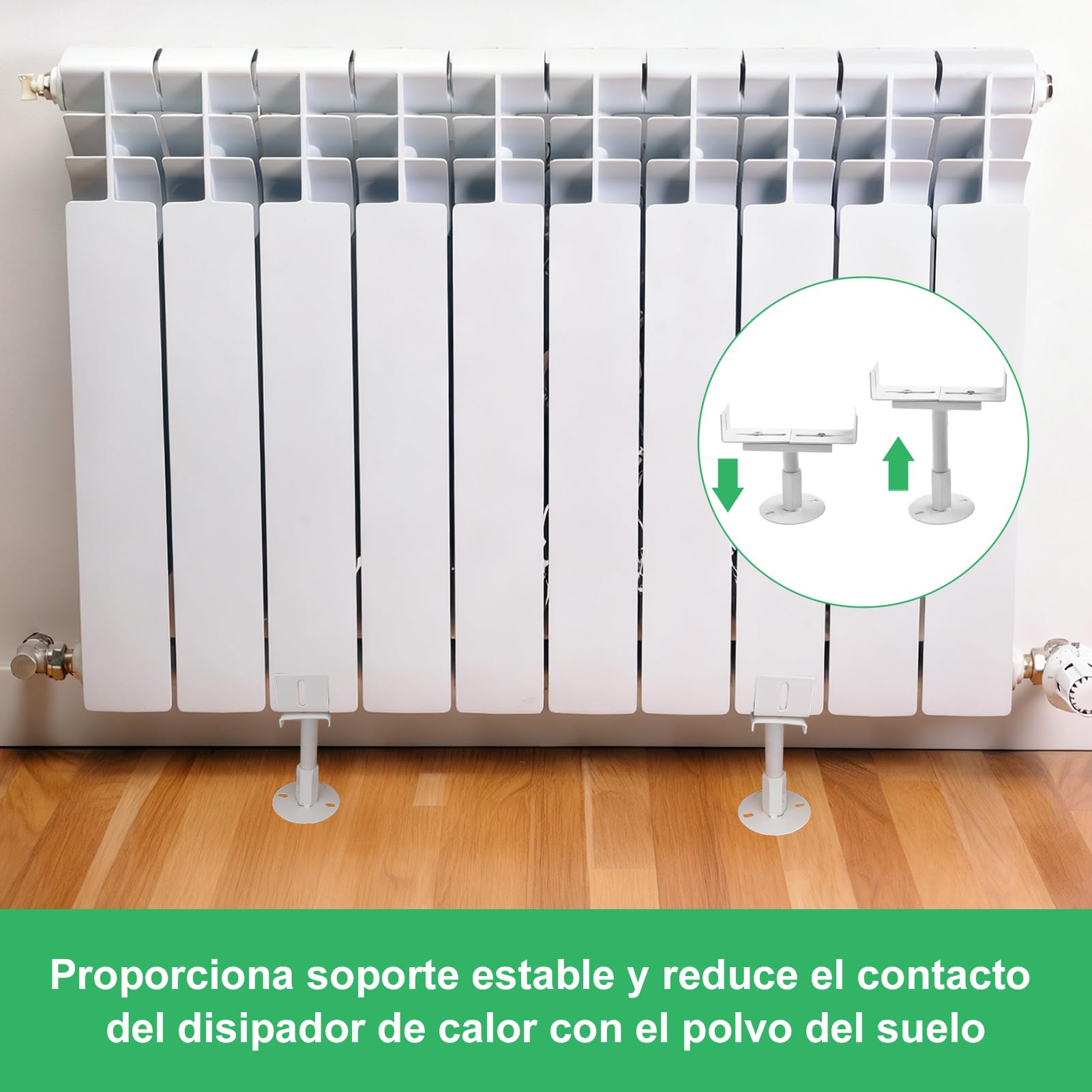 2 soportes de suelo para radiador, Soporte de suelo del calentador, altura ajustable, Pareja de Fijaciones al Suelo para radiadores de Aluminio con una, para posicionamiento vertical de radiadores