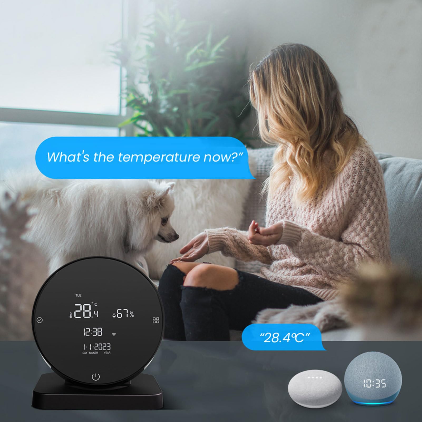 Misuratore di Umidità e Temperatura Termometro Igrometro per Ambiente | Controllo App Remoto e Indicatore WiFi di Precisione per Tracciamento