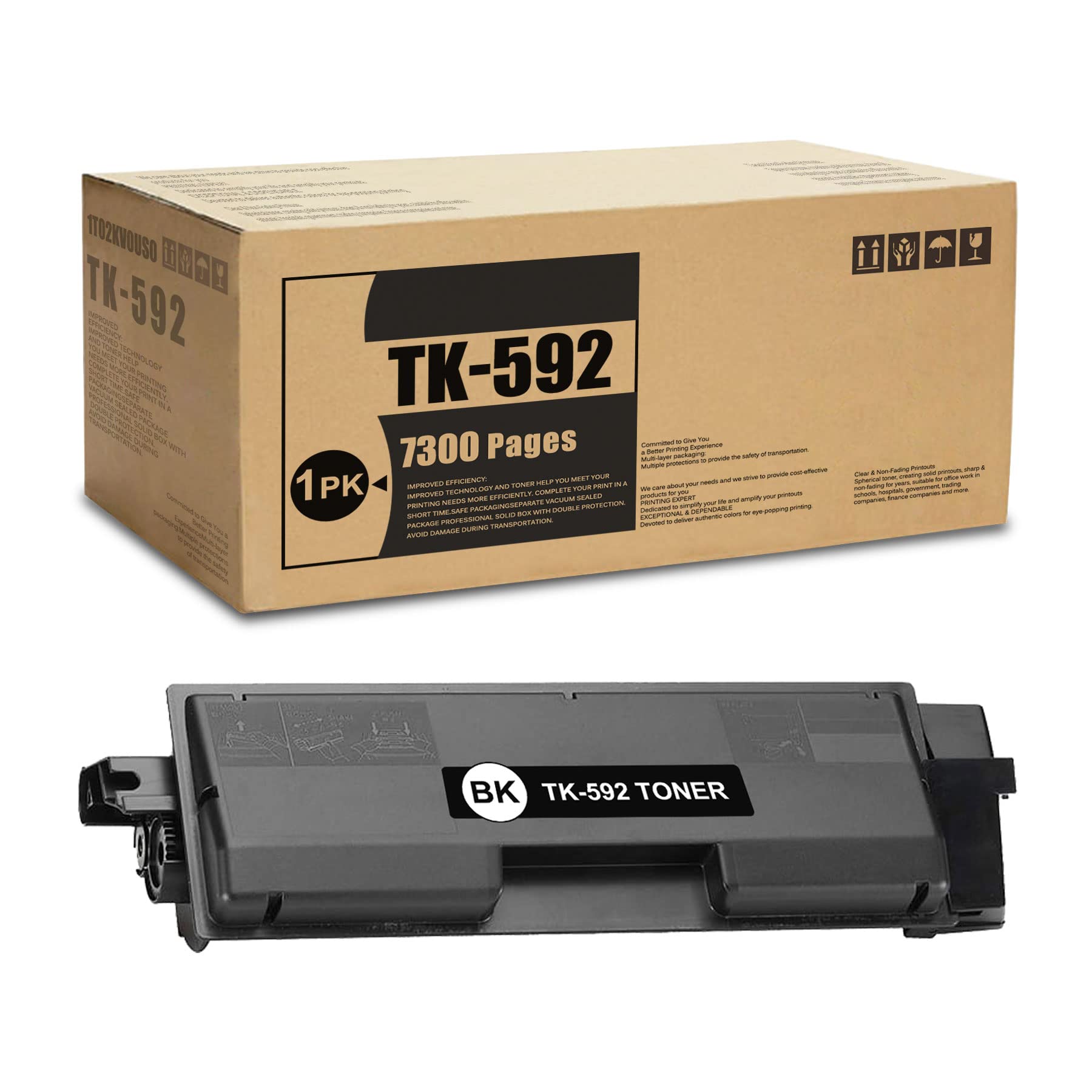 FRIJIE 1-Pack Black Compatible TK-592K TK 592K (1T02KV0US0) Toner Cartridge Replacement for Kyocera Ecosys M6026cidn M6526cdn P6026cdn FS-C2026MFP FS-C2126MFP FS-C2526MFP FS-C2626MFP Printers