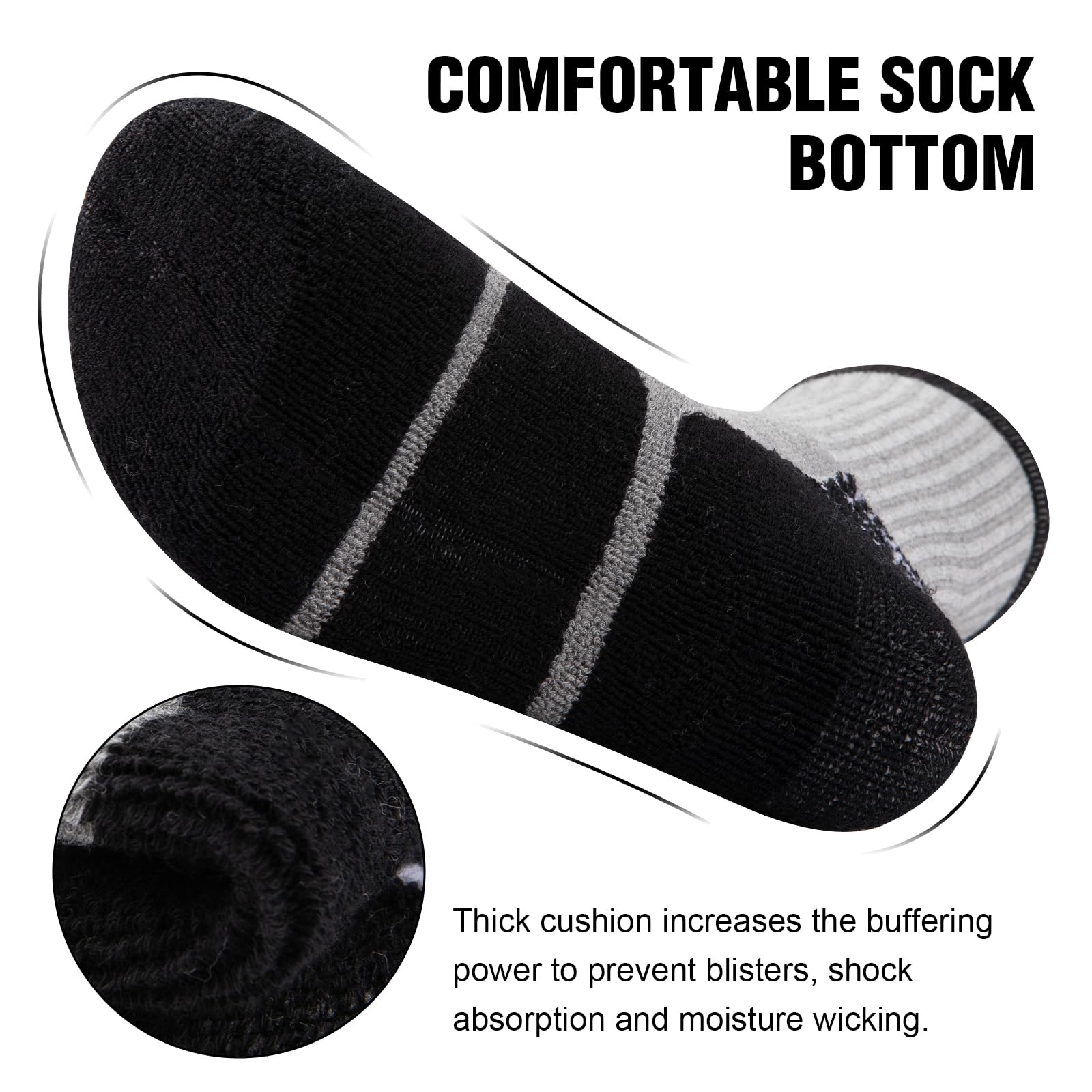 COOVAN Calcetines de algodón para hombre, absorben la humedad, acolchados, atléticos, resistentes, para botas de trabajo, 6 pares