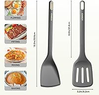 Vista 2 de 2 Pack Silicone Spatula, Heat Resistant 600°F Silicone Spatulas Set,Turner & Slotted Spatula for Non Stick Frying Pan, Food Grade Kitchen Utensils