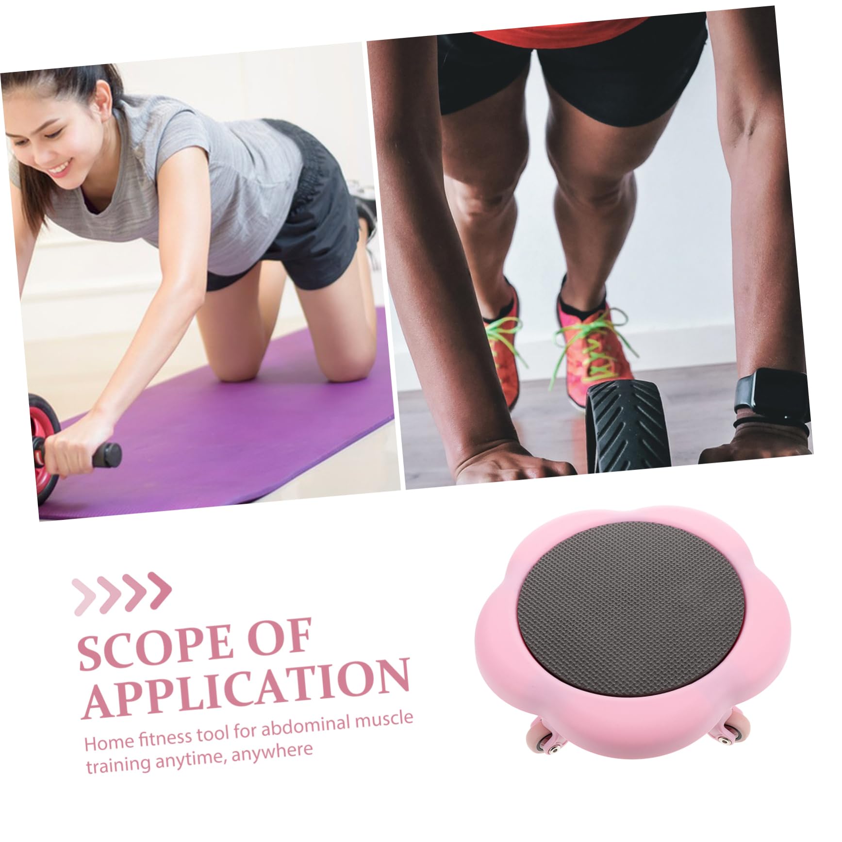 ifundom Discos Deslizantes para Ejercicio Abdominal con Diseño Floral de Cinco Ruedas Estable y Seguro para Entrenamiento Casa Entrenador de Core Portátil Rosa