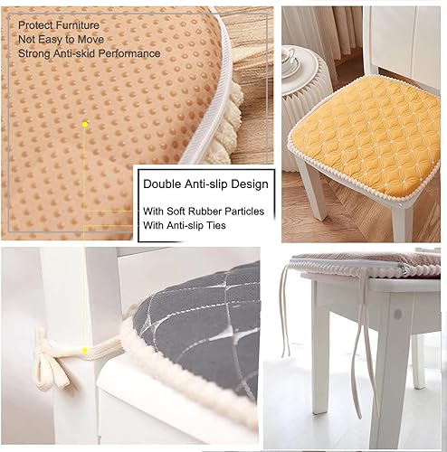 Miniatura 3 de KNVSS Cojín para silla con lazos para sillas de comedor, almohadillas de espuma viscoelástica texturizadas suaves y cómodas para sillas de cocina