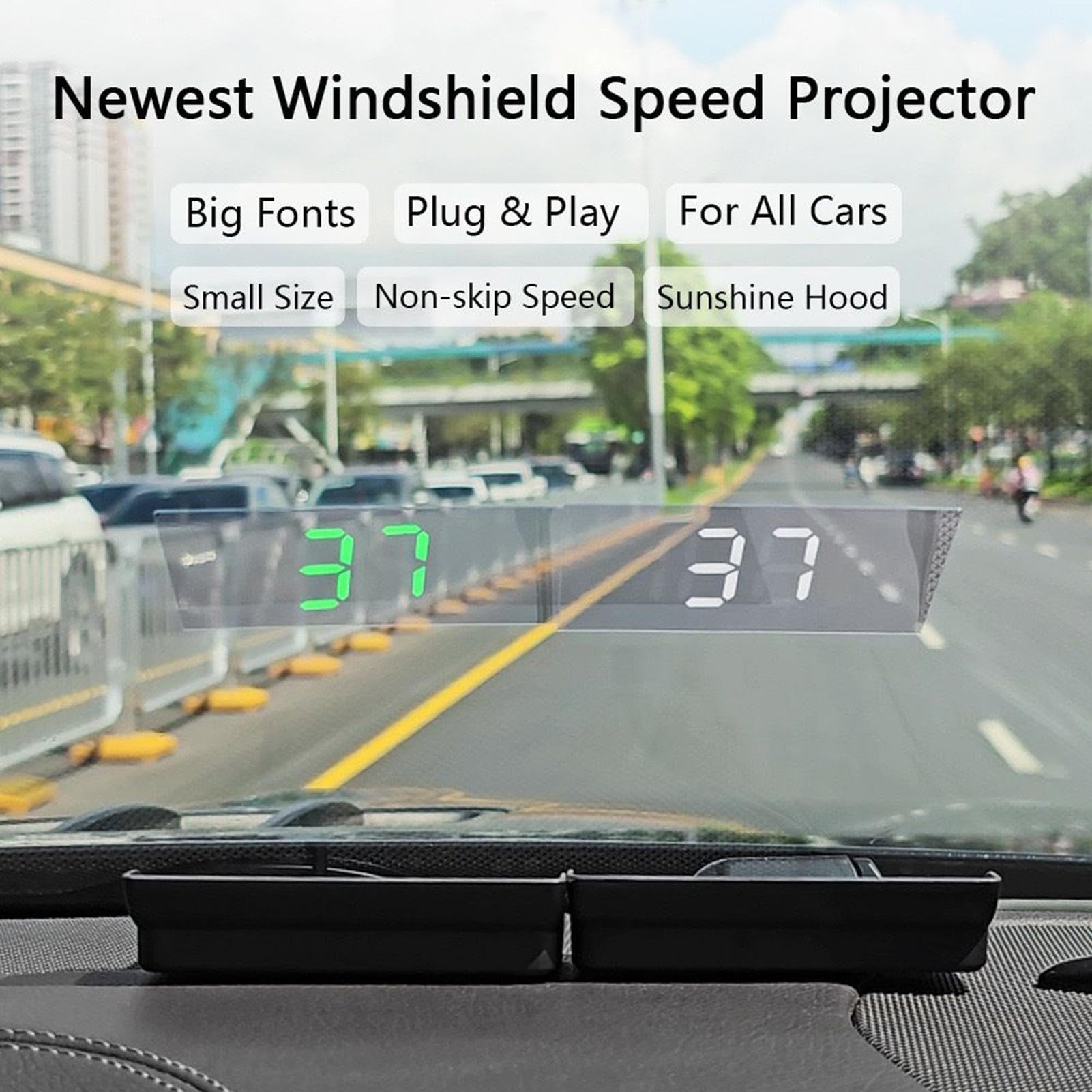 Display Heads Up Per Auto – HUD Parabrezza Automatico | Monitor Velocità Parabrezza | Tachimetro Digitale | Set Proiettore Da 3,64x2,05 Pollici Con Temperato Per Camion Autobus Camper SUV