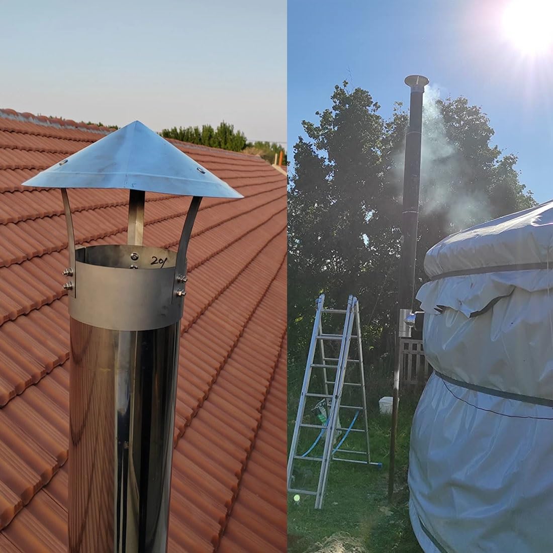 Tapa De Chimenea 80-300 Mm Sombrerete Antilluvia Redonda, Tapa De Cubierta De Acero Inoxidable, Protector De Pájaro Para Chimenea, Para Techo Ventilación(180 mm(7.09 in))