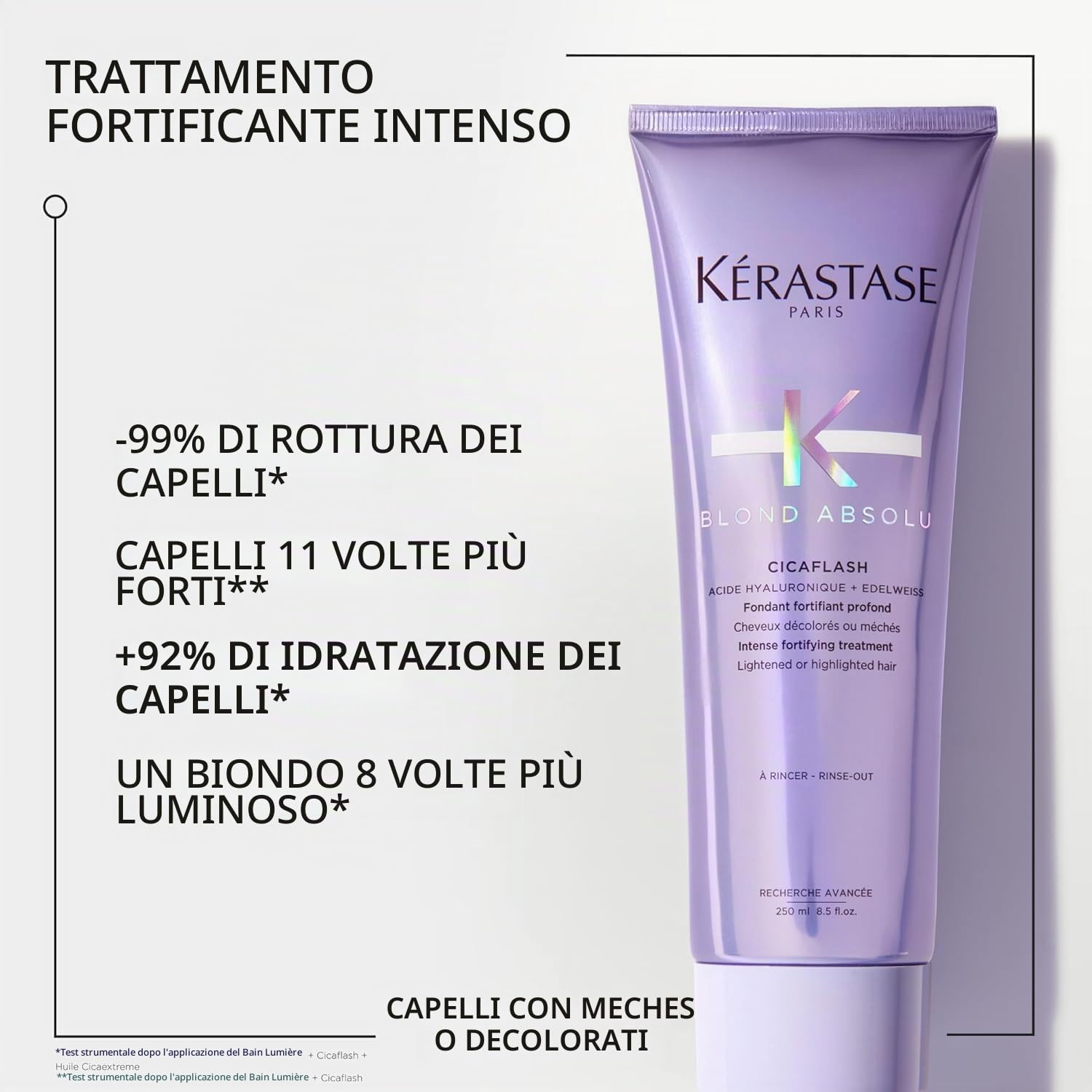 KERASTASE Blond Absolu, Bagno Ultra Viola 250 ml, Cura Cicaflash 250 ml, Bagno Luce 30 ml in omaggio per capelli biondi decolorati o cattivi