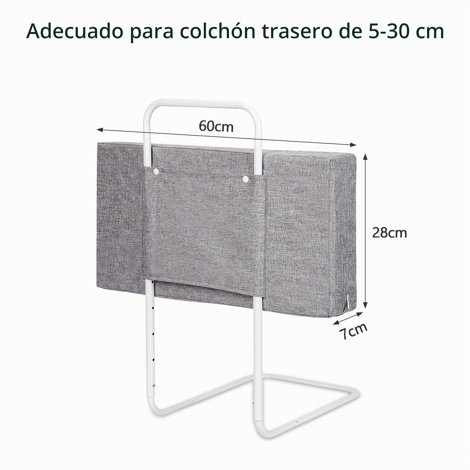 Eulenke Barrera para cama infantil de 60 x 28 cm, barrera para cuna de bebé, protección ajustable de 5 agujeros, barrera anticaída suave para camas familiares y cunas, gris