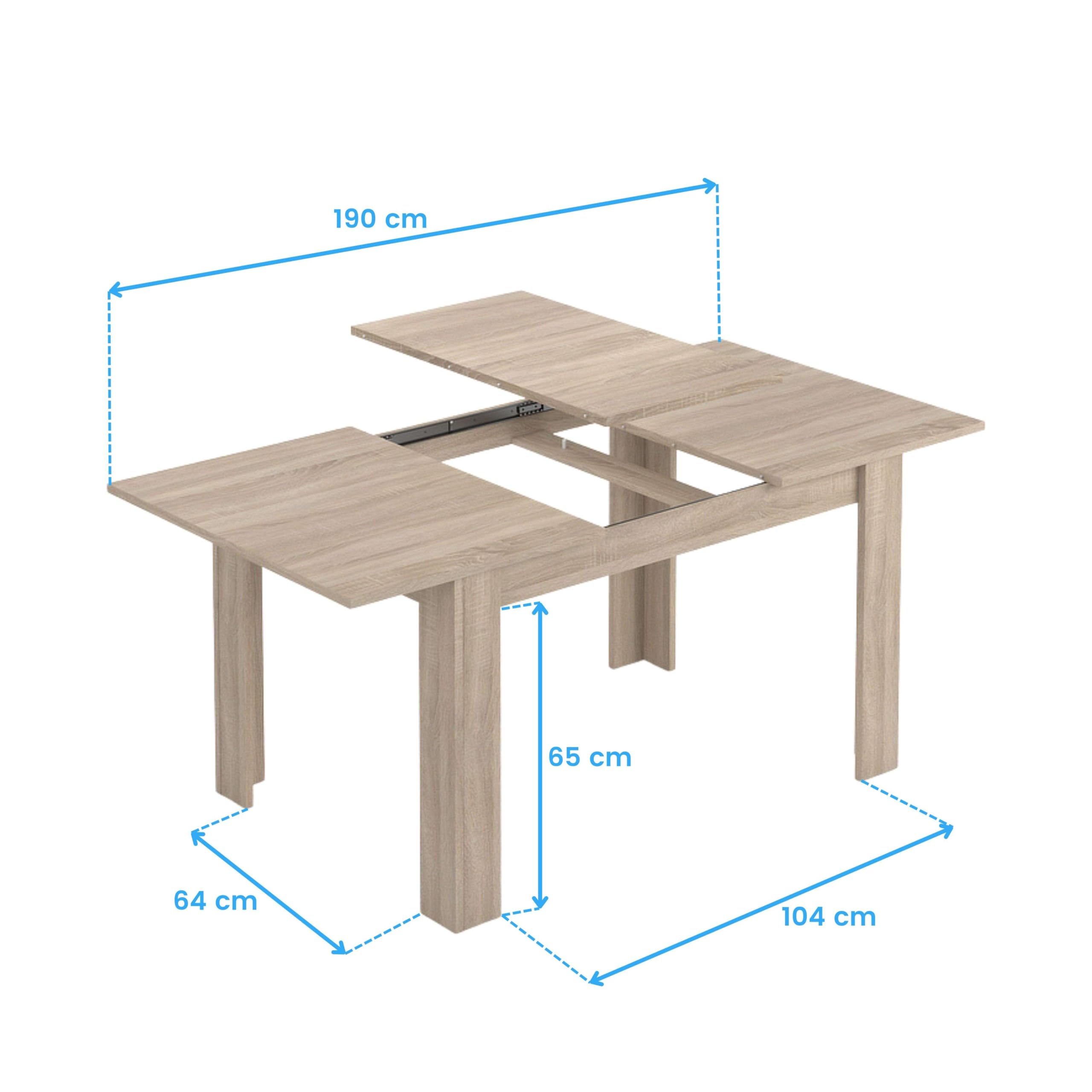 Habitdesign Mesa de Comedor Extensible Kendra, Acabado Roble Canadian