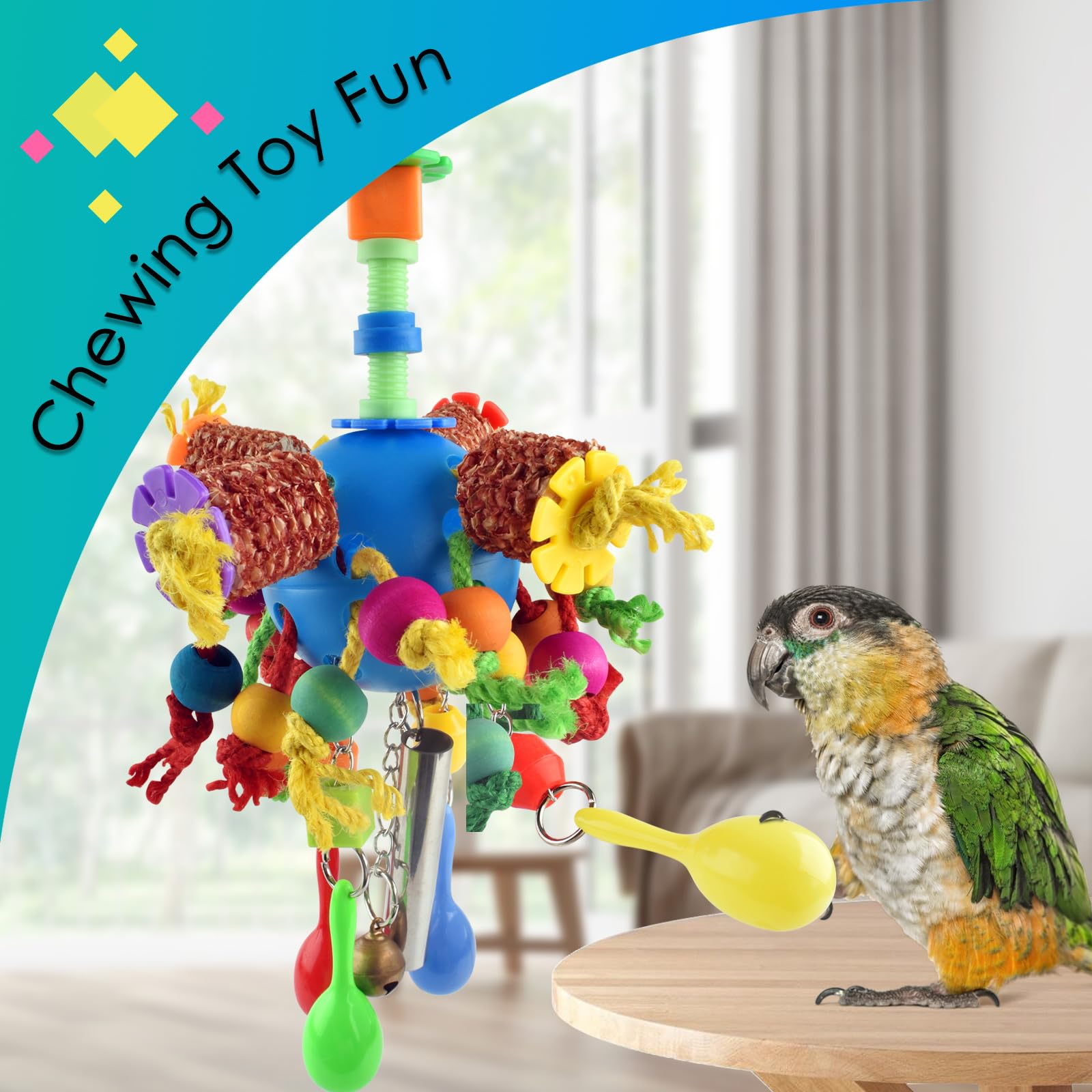 KATUMO Parrot Toys, Parakeet Foraging Shredder Hanging Toys Bird Ball Treats for Conure Mini Macaw Cockatiel Lovebird Small-Medium Birds - image 3