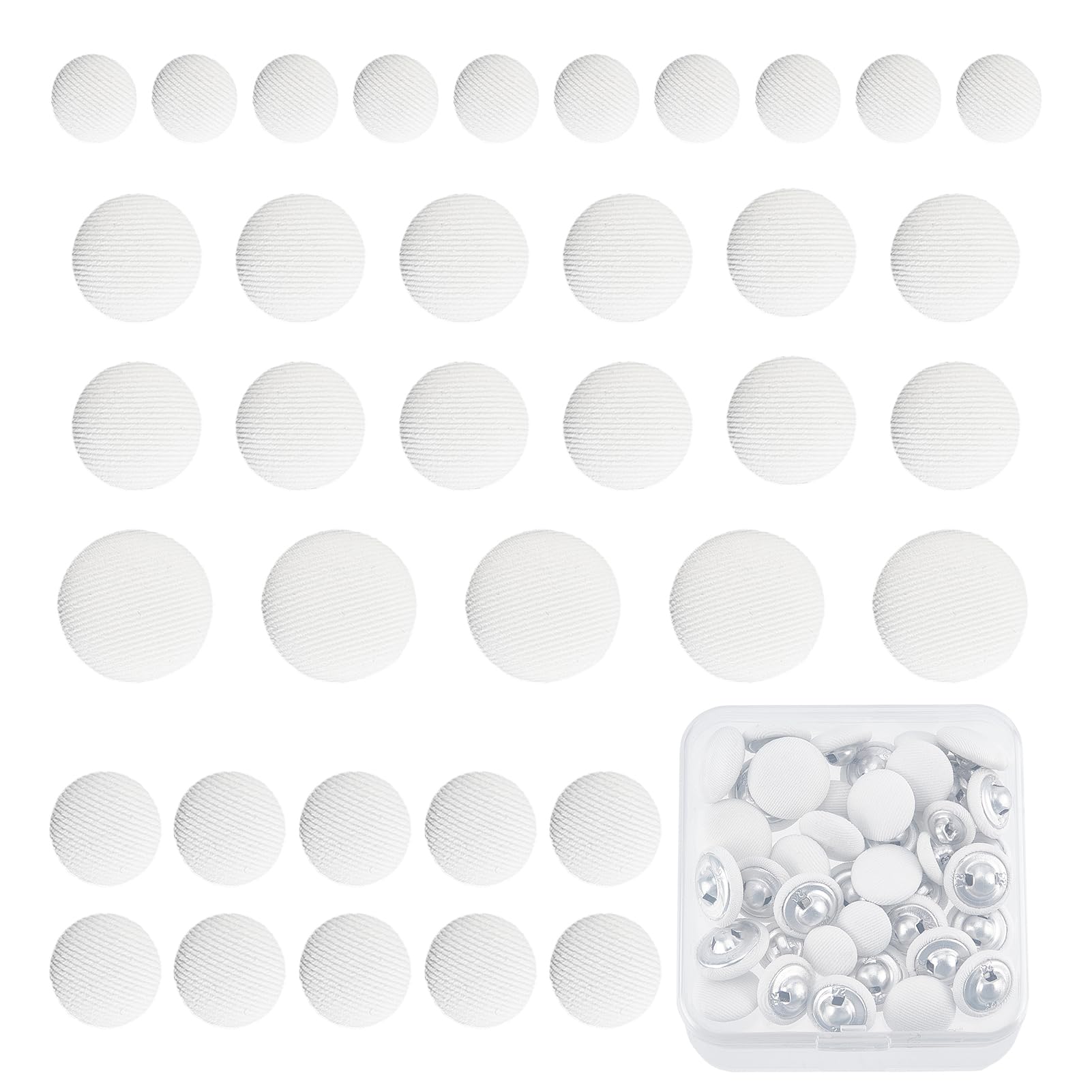NICENEEDED 60 PCS Fabric Covered Buttons with 4 Sizes, Smooth Suit Fabric Buttons Metal Shank Buttons for Clothing, Vintage Coat Sewing Button Jacket Buttons Dress Buttons