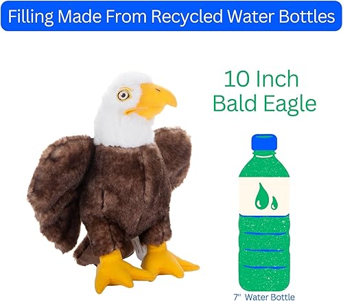 Miniatura 8 de The Petting Zoo Peluche de águila calva, regalos para niños, animales de vida silvestre Earth Keeperz, juguete de peluche de águila calva marrón de