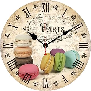 BERYART Horloge Murale silencieuse en Bois à Quartz avec Mouvement de Balayage précis - Décoration pour Cuisine, Salon, Salle à Manger, Chambre à Coucher, Bureau, Bois MDF, Cookies colorés, 35,5 cm