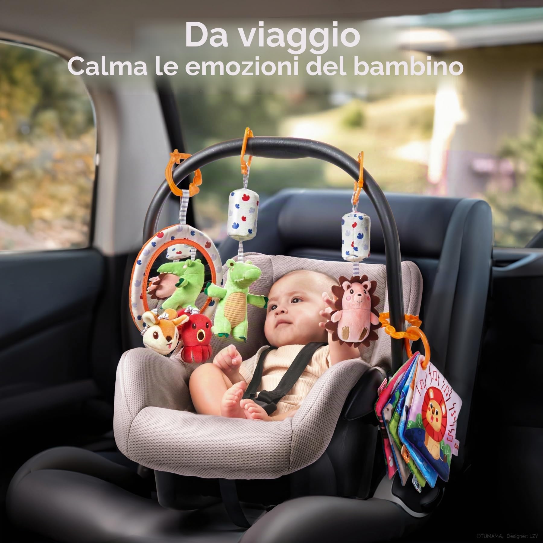 TUMAMA KIDS Giochi Neonato con Giocattoli per Passeggini, Specchio, Libro Morbido, Giochi Montessori Neonato 0-3-6 Mesi, Sensoriali Regalo Neonati Maschio Femmina