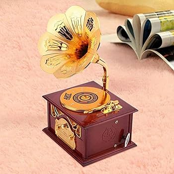 アンティークオルゴール Amazon | 機械式オルゴール 手回し 古典的蓄音機形 ジュエリーボックス