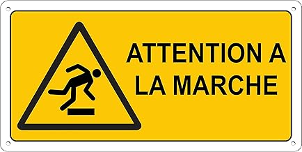 Pubblimania ATTENTION A LA MARCHE Panneau en aluminium métal 3 mm d'épaisseur Cm 29x14,5 (ATTENTION A LA MARCHE)