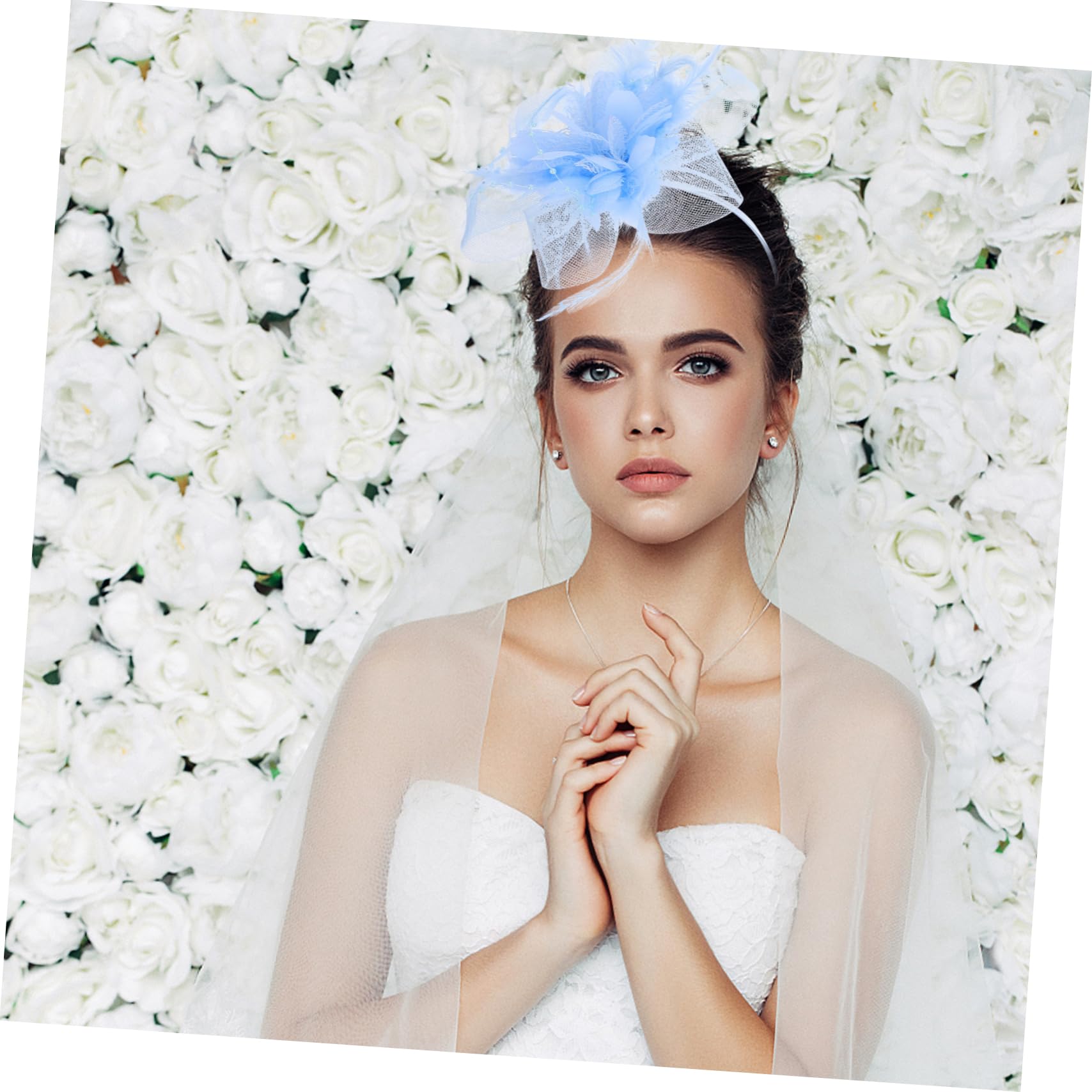 5piezas Fascinador De Novia Tocado Elegante Para Bodas y Diadema Para Azul