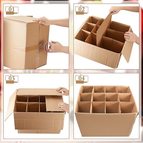 Miniatura 4 de Cajas de embalaje para mudanzas, caja de envío de 16 x 12 x 12 pulgadas, incluye 10 divisores de corrugado con 24 bolsas de espuma para mudanza, kit
