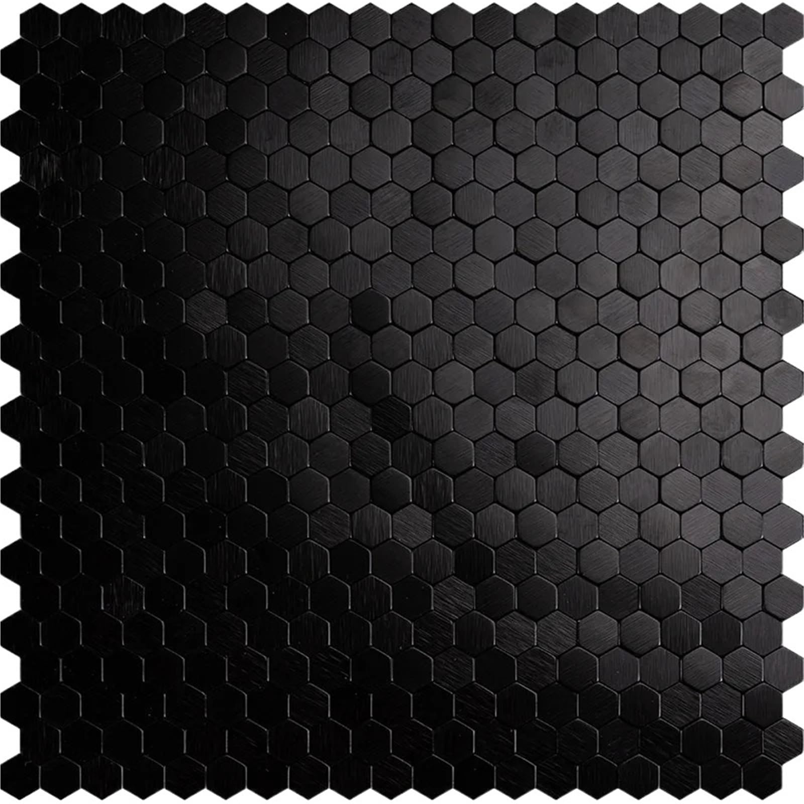 Metal splashback 1Pcs 3D Mosaic Metal Aluminum Backsplash Tiles - Peel and Stick Hexagon Panel Gold Waterproof Decor(Black)