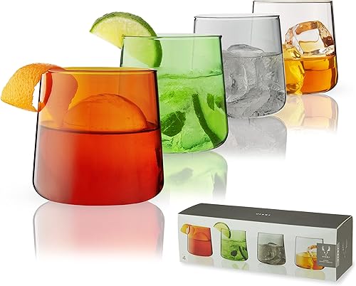 Viski Aurora Tumblers - Copas de vino de colores  Divertidas copas de cóctel tintadas en transparente gris verde y ámbar  Apto para lavavajillas 105