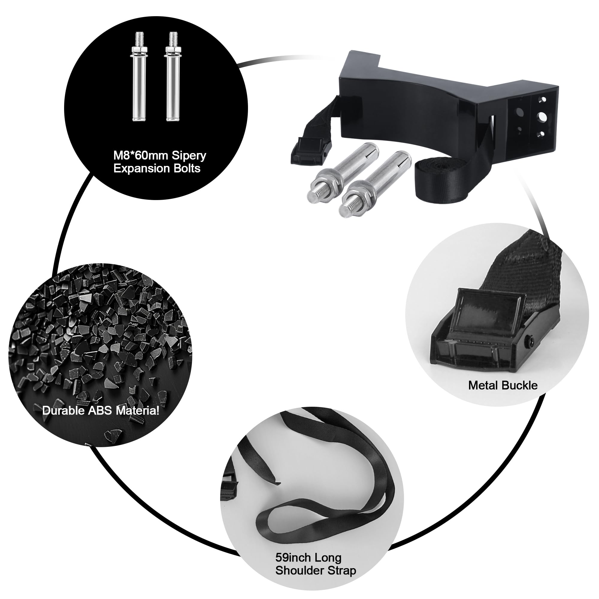 6 soportes para tanque de propano con tornillos y cadena de seguridad de 59 pulgadas, adecuado para todo tipo de instalación de cilindros de gas (negro)